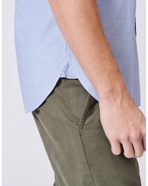 aubi Blue Gladstone Poplin Shirt for men