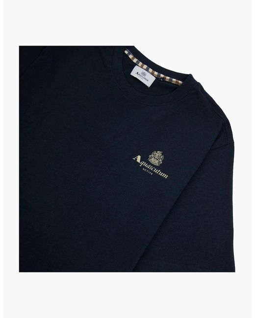 Aquascutum Blue Active Small Logo T Shirt for men
