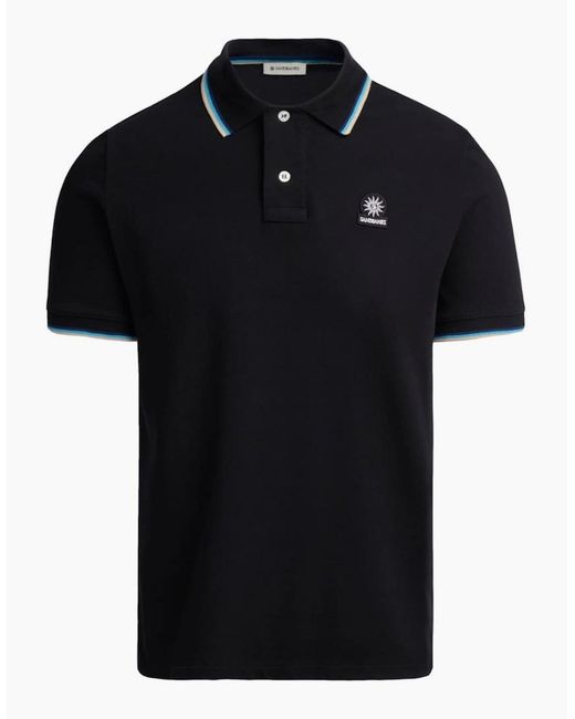 Sandbanks Black Tipped Badge Pique Polo Shirt for men