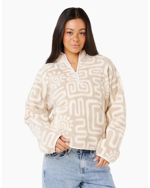 Rip Curl White Rip Curl Sunset Luau Polar Patterned Half Zip Fleece