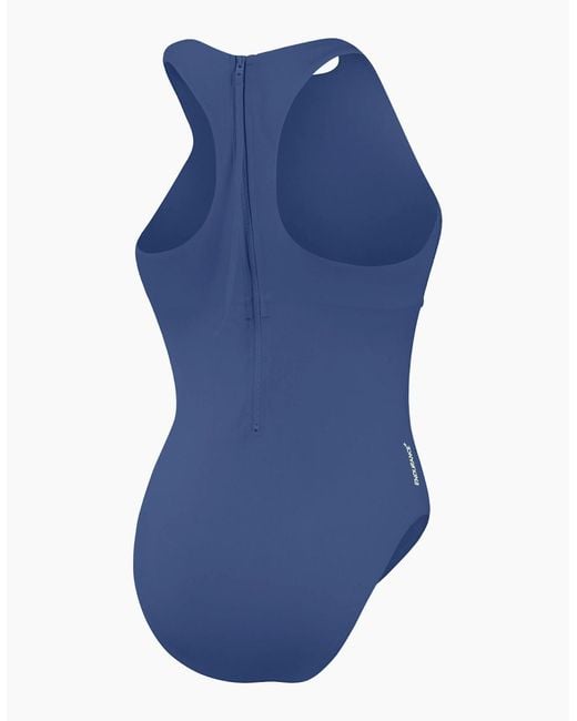 Speedo Blue Ladies Support Logo Fitted One Piece Swimsuit