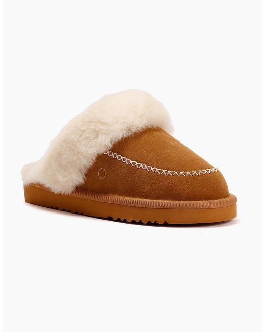 Osprey White London The Celeste Suede Chestnut Slippers
