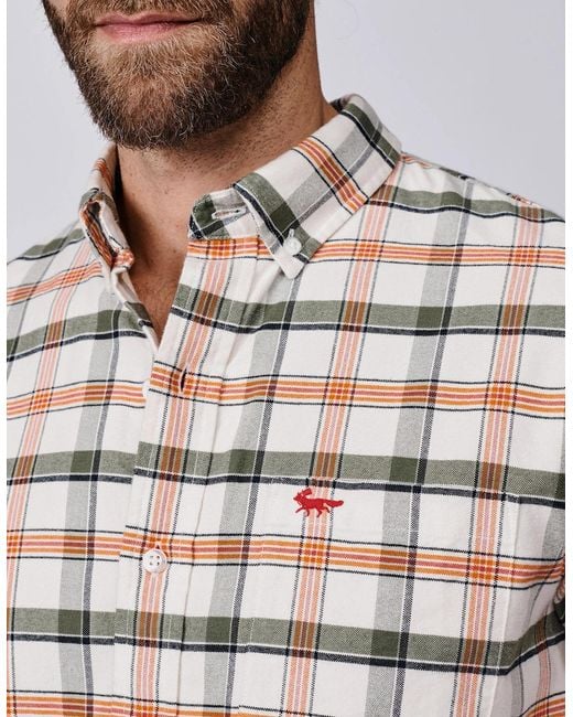 aubi Gray Merton Brushed Oxford Button Down Shirt for men