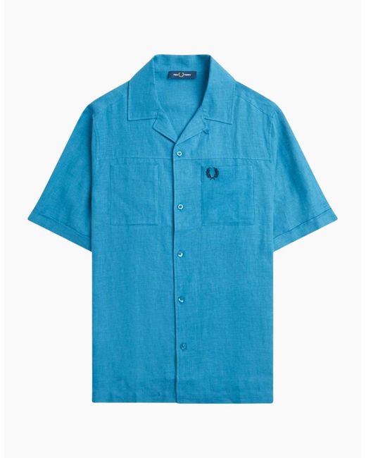 Fred Perry Blue Runaway Ocean Shirt for men