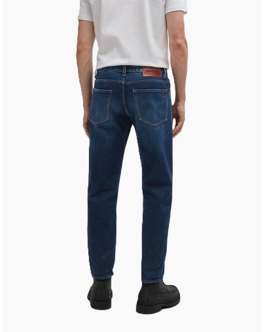 Boss Blue Mid Rise Slim Fit Five Pocket Jeans for men