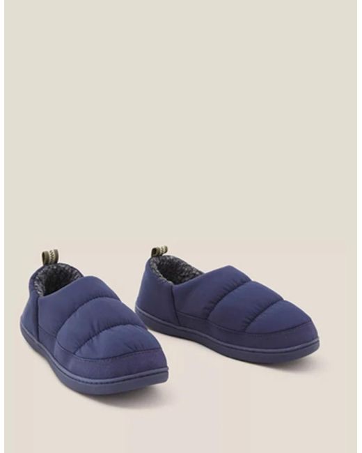 White Stuff Blue Nylon Puffer Slipper Dark