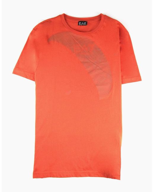 EA7 Orange Parashoot Print T Shirt for men