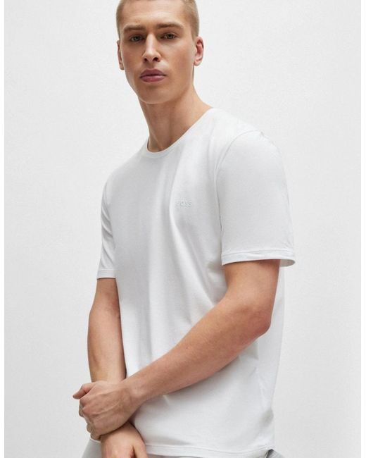 Boss White Boss Mix & Match Stretch-Cotton Regular Fit T-Shirt With Logo Detail for men