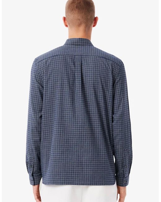 Lacoste Blue Regular Fit Plaid Flannel Shirt for men