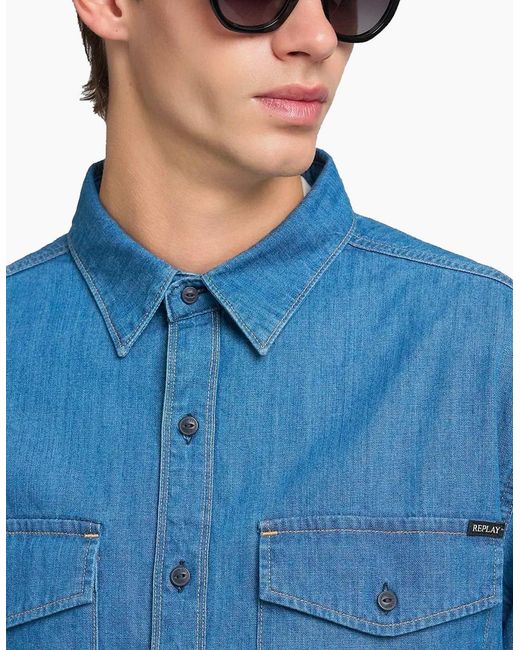 Replay Blue Denim Shirt for men