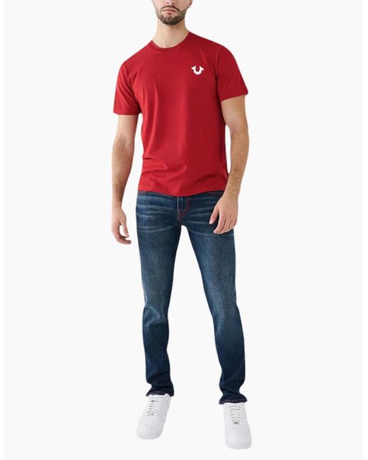 True Religion Red 107810 T Shirts Short Sleeve Buddha Soft Summer Crew Neck Tee for men