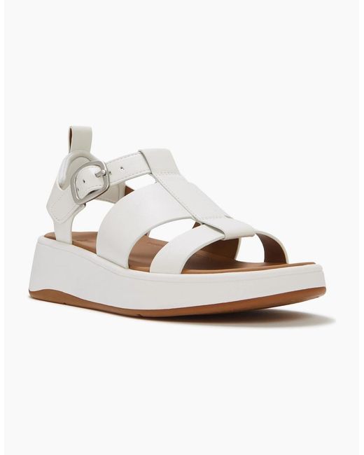 Fitflop White F-Mode Fisherman Leather Urban Narrow Fit Sandals