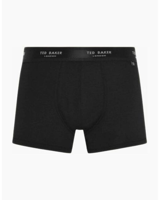 Ted Baker Black 3-Pack Contrast Logo Boxer Trunks for men
