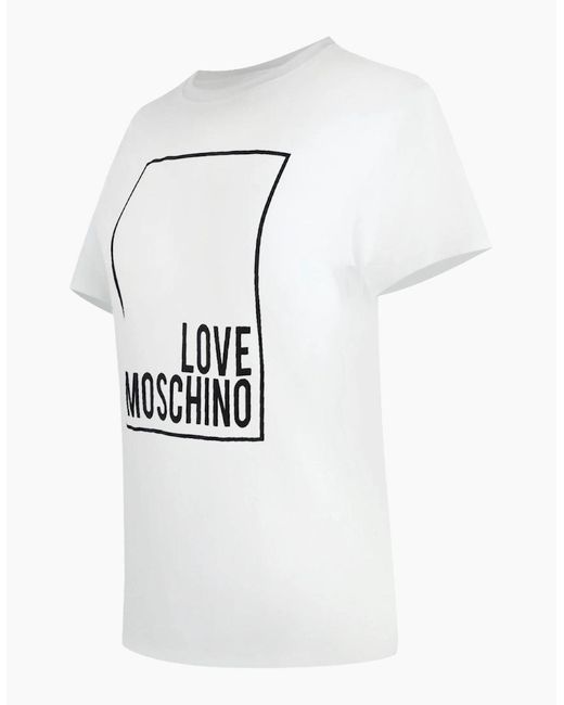 Love Moschino Gray Box Logo T-Shirt