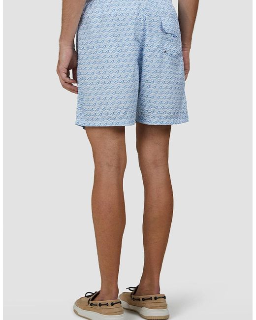 Paul & Shark Blue Swim Shorts With All-Over Shark Print for men