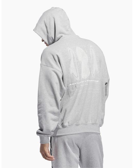Adidas Gray Graphic Hooded Neck Long Sleeve Oversized Sweatshirt for men