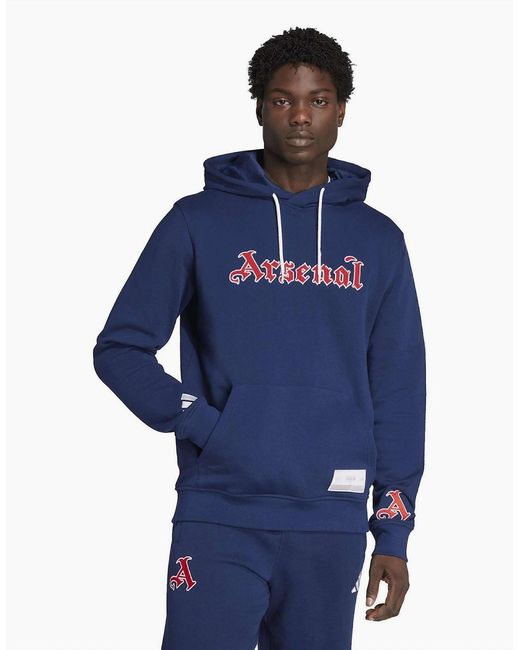 Adidas Blue Arsenal Hooded Neck Long Sleeve Sweatshirt for men