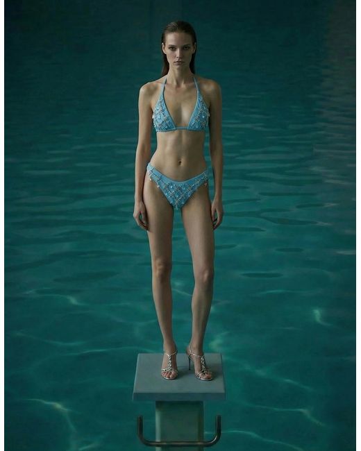 Oceanus Blue Calliope Luxury Crystal Bikini Bottom