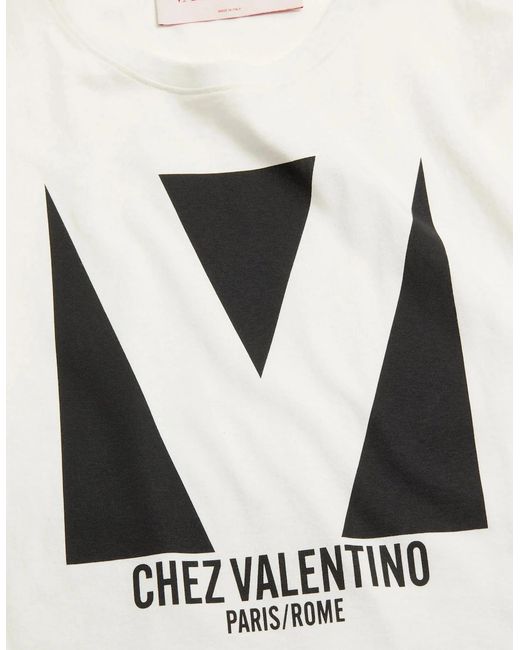 Valentino White Chez Print Jersey T-Shirt for men