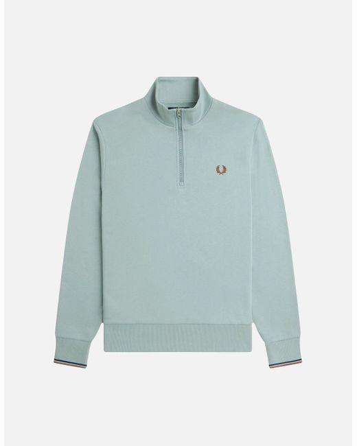 Fred Perry Blue Half Zip Sweatshirt for men