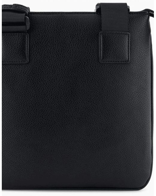 ARMANI EXCHANGE Black Metal Logo Shoulder Bag for men