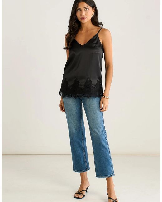 Gini London Multicolor Satin Lace Trim Cami Top