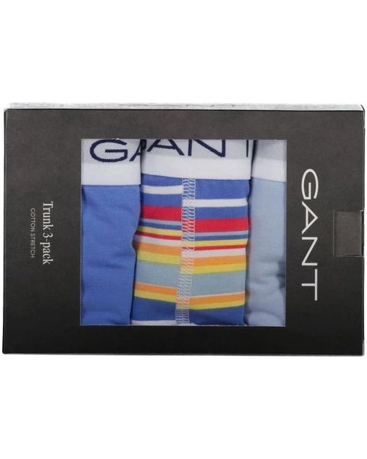 Gant Blue 3-Pack Stripe Print Boxer Trunks, Perfect for men