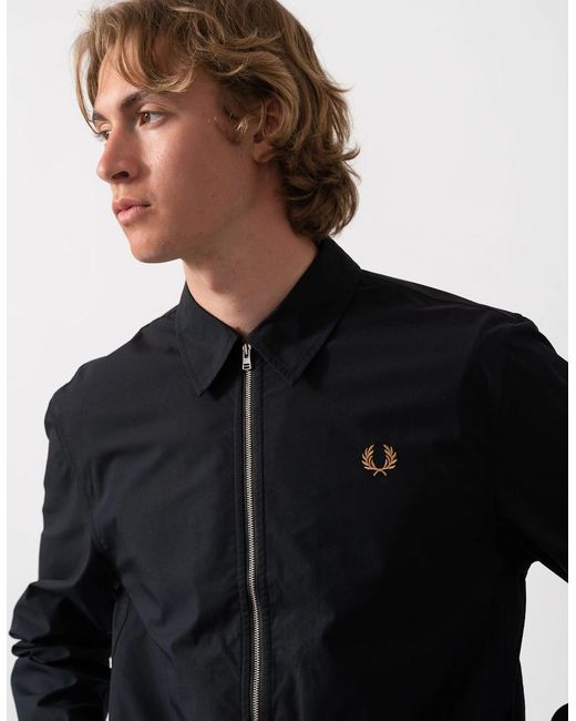 Fred Perry Black Poplin Overshirt for men