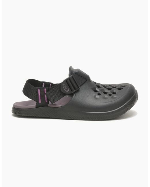 Chaco Black Chillos Stripe Patterned Shuv Clogs for men