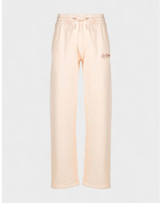 Off-White c/o Virgil Abloh Natural Embroidered Baseball Logo Tapered Sweatpants Nude
