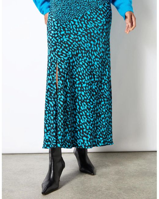 Ro&zo Blue Dash Print Contrast Panel Skirt