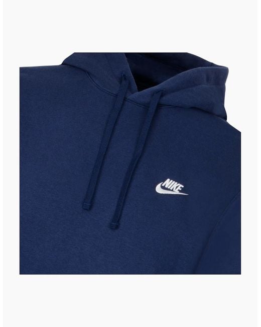Nike Blue Bv2654 Hoodies Club Fleece Sportswear Pullover Long Sleeve Winter Top for men