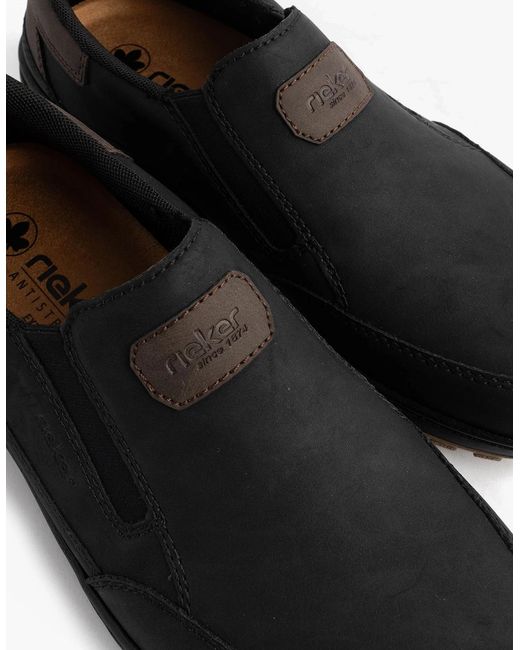 Rieker Black 03365-00 Moccasins Slip-On Shoes for men