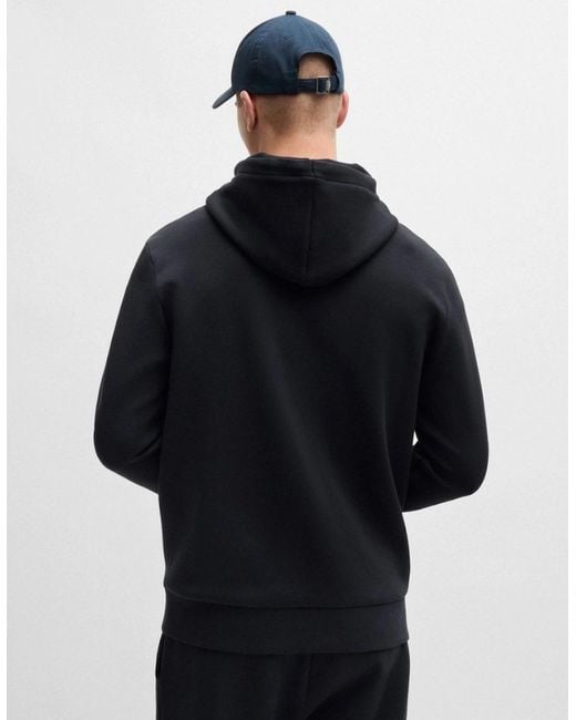 Boss Blue Boss Saggy Stretch Cotton Zip-Up Hoodie With Logo Print for men