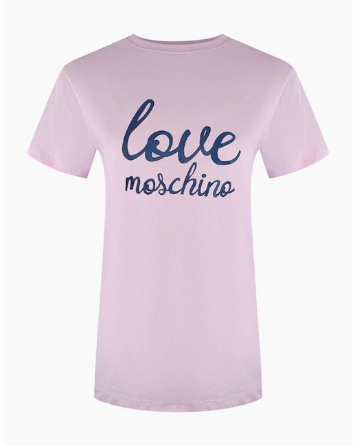 Love Moschino Pink Cursive Logo T-Shirt