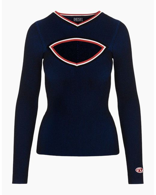 DIESEL Blue M-Inorca Sweatshirts Cut Out Long Sleeve Pullover Jumper Tops