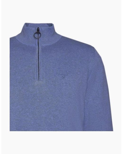 Barbour Bluestone Half Zip Cotton Knitted Jumper for men