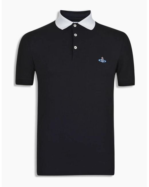 Vivienne Westwood Black Contrasting Collar Polo Shirt for men