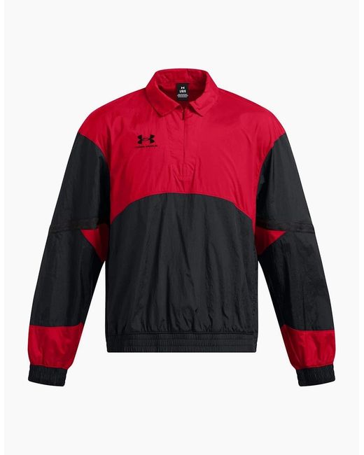 Under Armour Red 96 Zip Neck Long Sleeve Drill Sweatshirt for men
