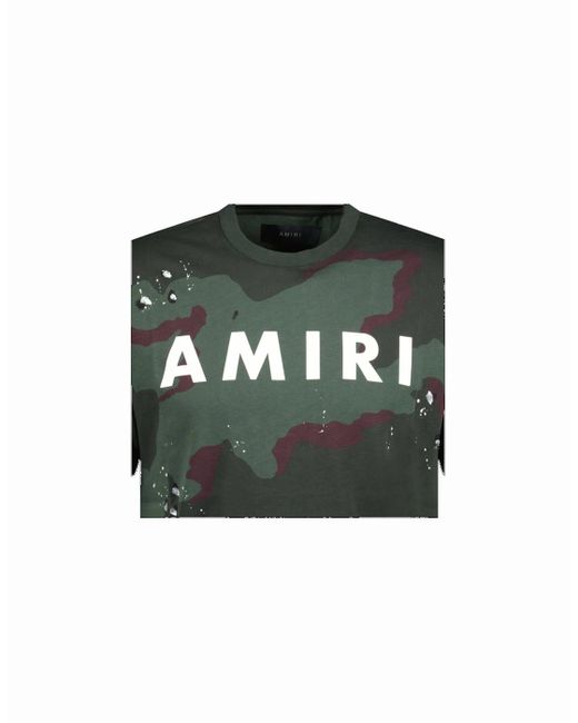 Amiri Green Army Logo T-Shirt Camo for men
