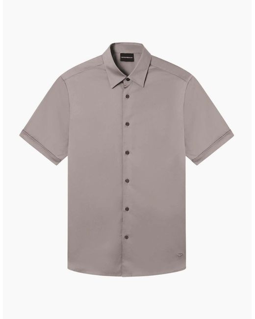 Emporio Armani Gray Pima Cotton Short Sleeve Shirt for men