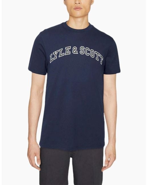 Lyle & Scott Gray Lyle & Scott Short Sleeve T Shirts Crew Neck Summer Logo Printed T Shirt for men