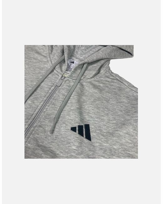 Adidas Gray 3 Stripes Essentials Eqt Zip Hoodie for men