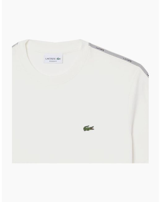 Lacoste White T-Shirt With Logo Taping for men