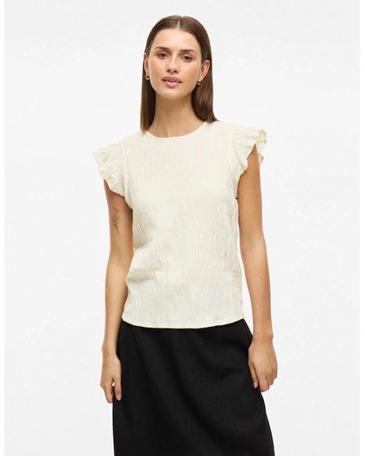 Vila White Raye Short Sleeve Top Birch