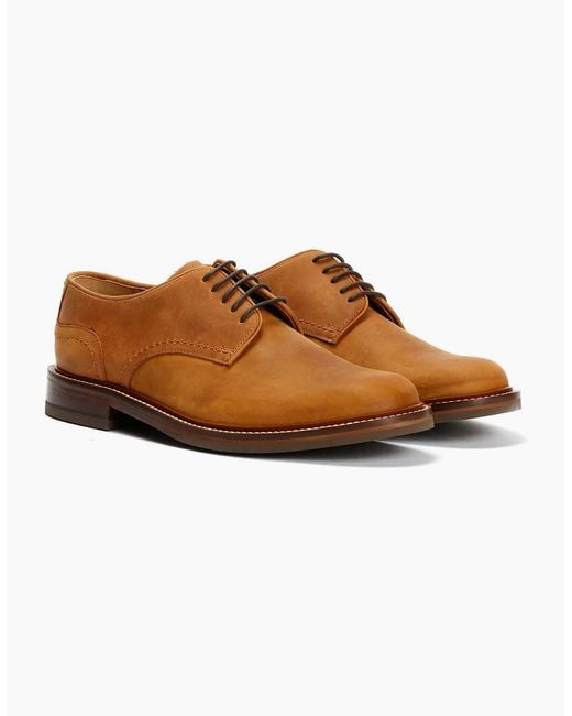 Chapman & Moore Brown Plain Derby Country Oiled Leather Tan Shoes for men