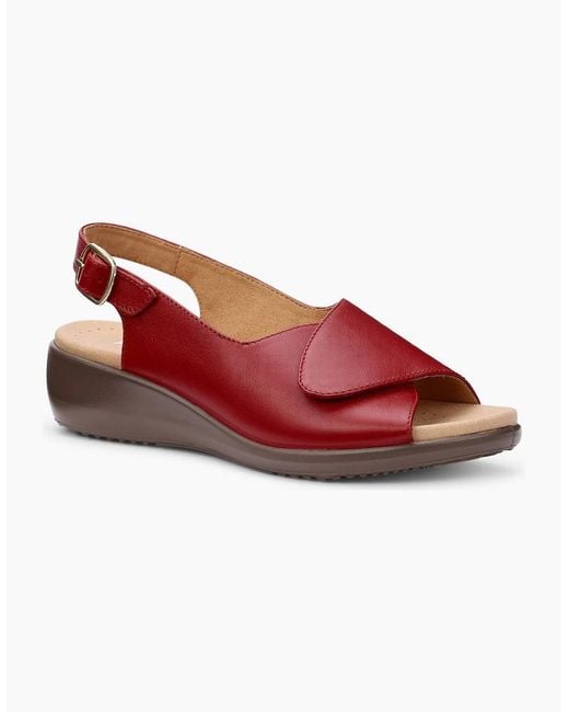 Hotter Red Olivia Peep Toe Low Wedges