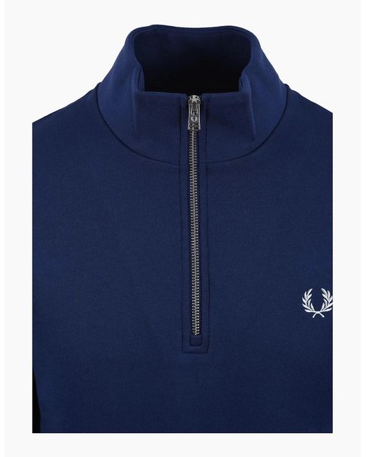 Fred Perry Blue Half Zip Sweatshirt French/Dusky for men