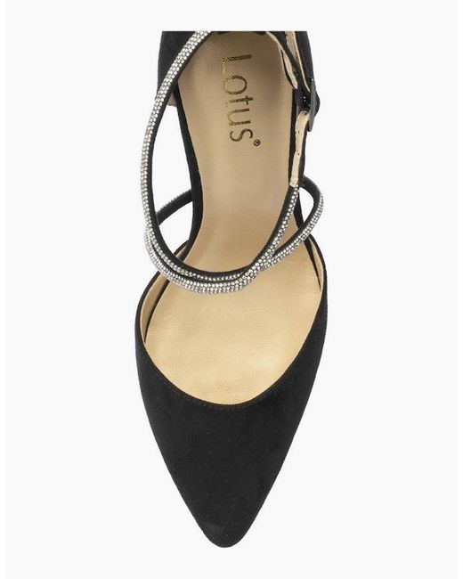 Lotus Black Elissa Strappy Court Shoes