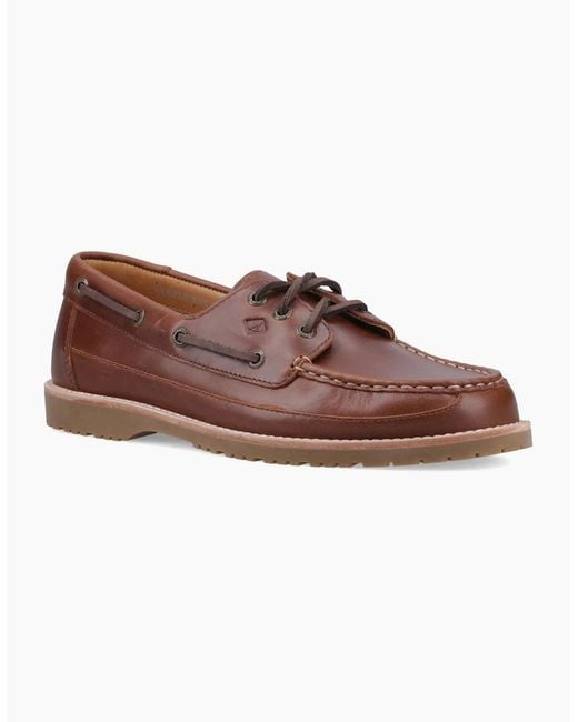 Sperry Top-Sider Brown Sperry Mini Lug 3 Eye Leather Boat Shoes for men